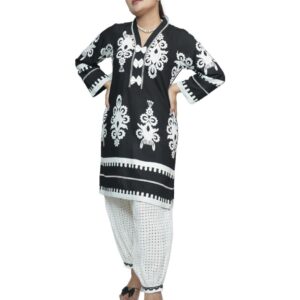 Black Kurta With White Salwar