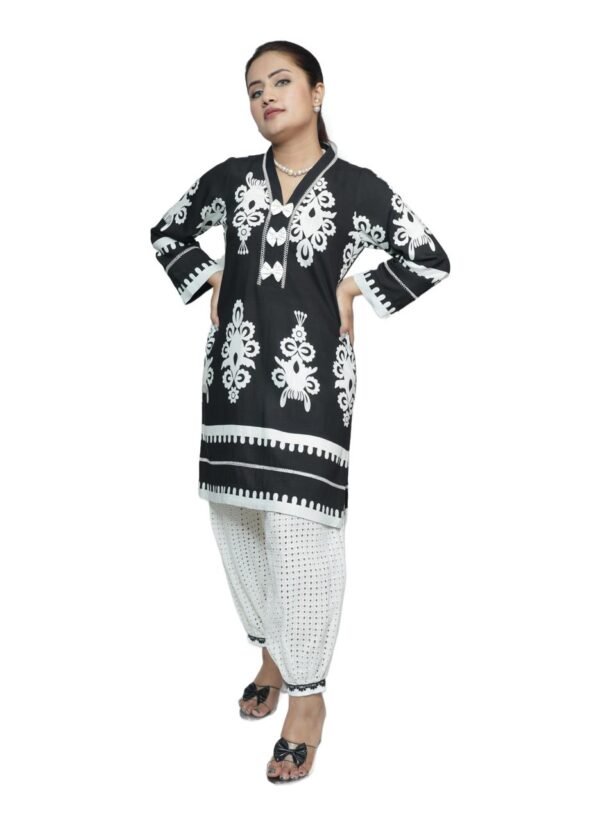 Black Kurta With White Salwar